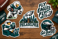 Philadelphia Eagles Sticker Pack – Set of 5 Die-Cut Football Stickers | Fly Eagles Fly, Go Birds, Philly Fan Gift