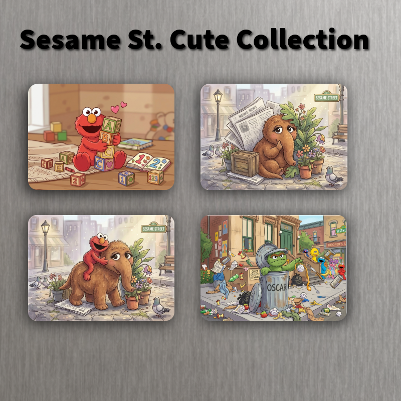 Sesame Street Cute Collection Magnets – Elmo, Snuffy & Oscar – 3" x 2.18" – Set of 4