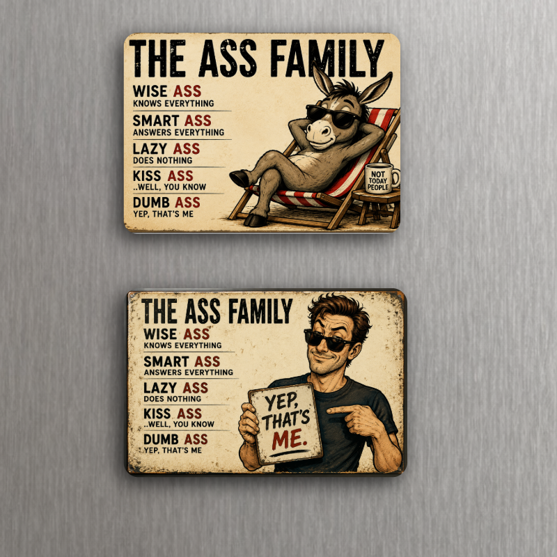 The Ass Family Funny Magnet Set – Wise Ass, Smart Ass, Lazy Ass, Kiss Ass & Dumb Ass – 6 Hilarious Refrigerator Magnets