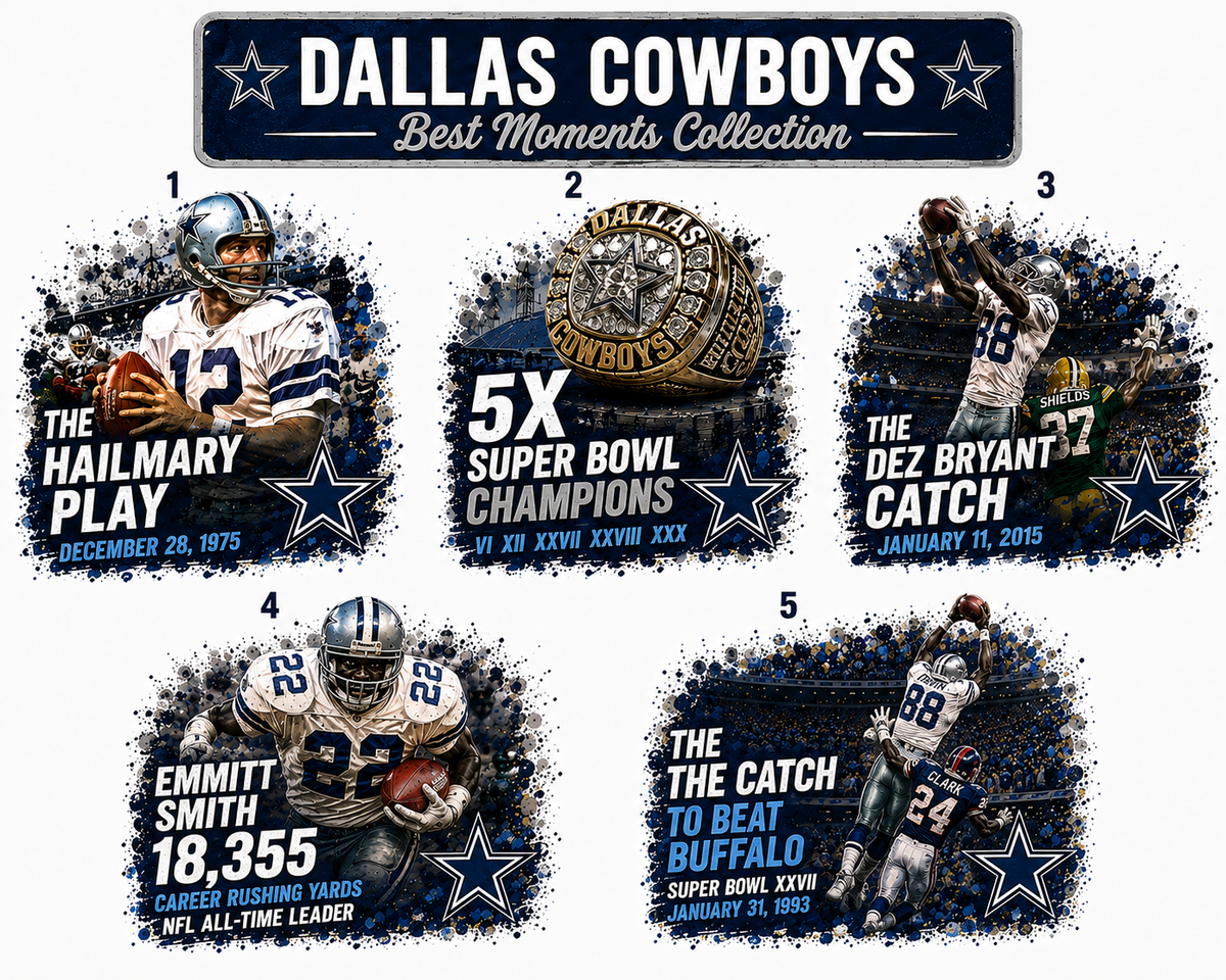 Dallas Cowboys Best Moments Collection set of 5 stickers