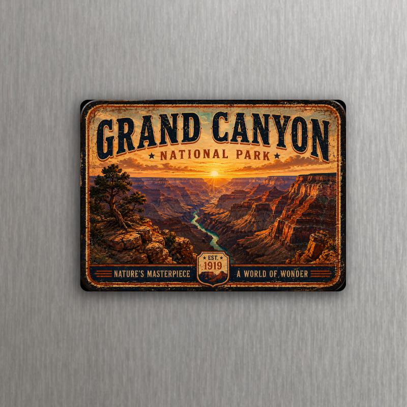 Vintage National Parks Magnet Set – Yellowstone Yosemite Grand Canyon Joshua Tree – 4 Pack - Choose image 4