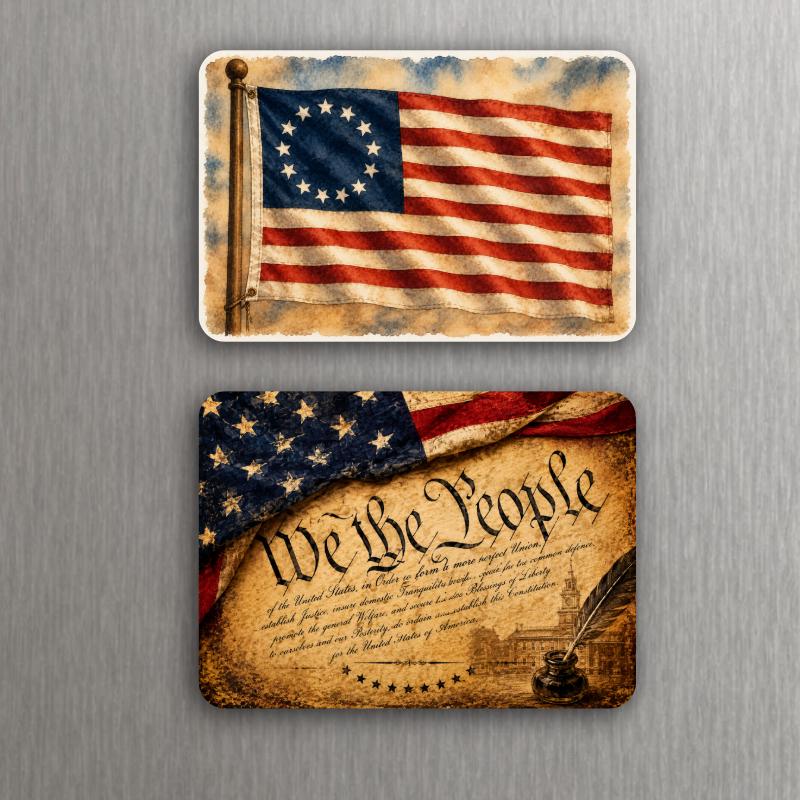 Vintage American Patriotic Magnets – USA Americana, Flag, Eagle, Liberty, 1776, Route 66 – Choose Your Design image 3
