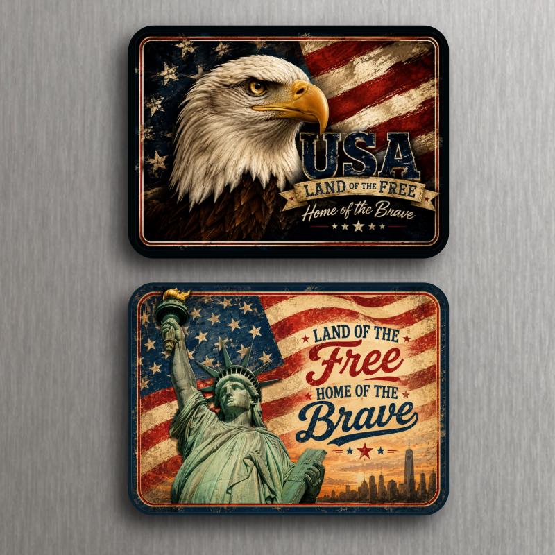 Vintage American Patriotic Magnets – USA Americana, Flag, Eagle, Liberty, 1776, Route 66 – Choose Your Design image 4