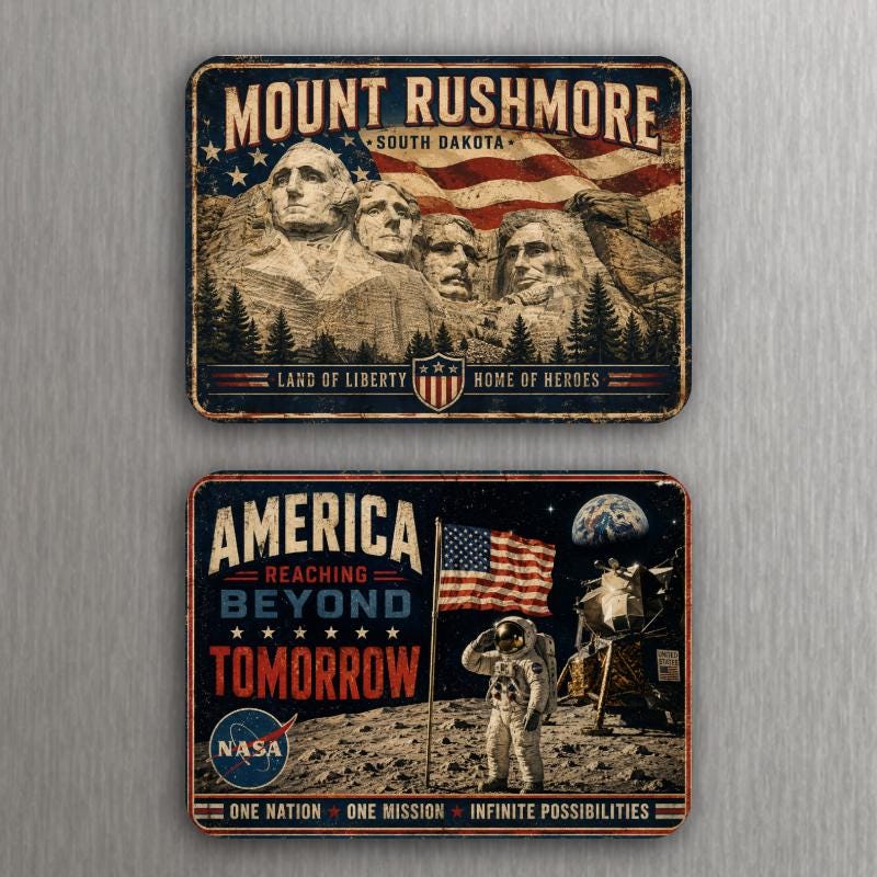 Vintage American Patriotic Magnets – USA Americana, Flag, Eagle, Liberty, 1776, Route 66 – Choose Your Design image 6