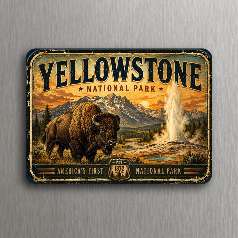 Vintage National Parks Magnet Set – Yellowstone Yosemite Grand Canyon Joshua Tree – 4 Pack - Choose image 2