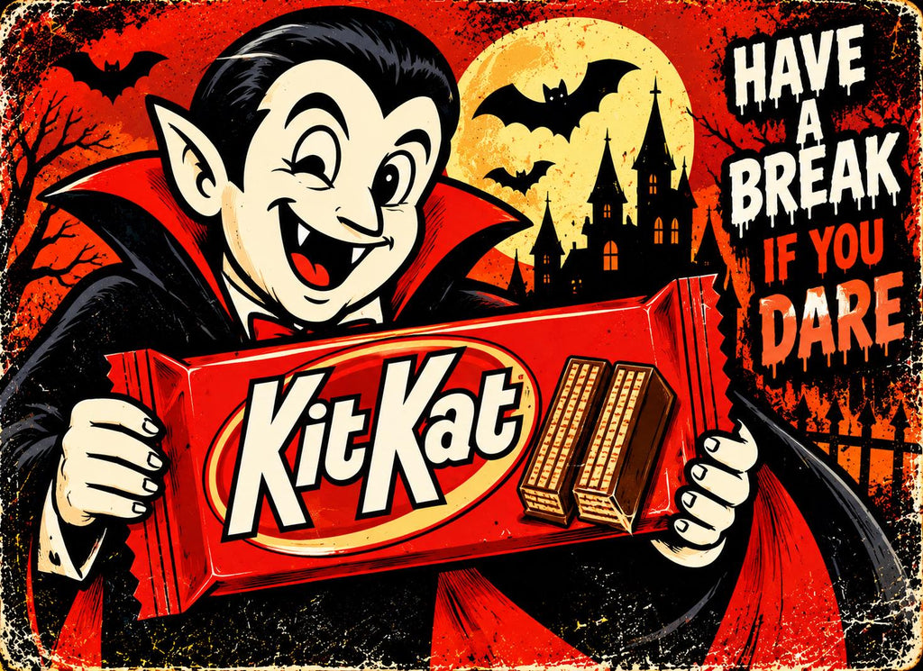 Halloween Candy Magnet Set – Reese’s, Snickers, Kit Kat  M&M’s – 4 Vintage Horror Magnets