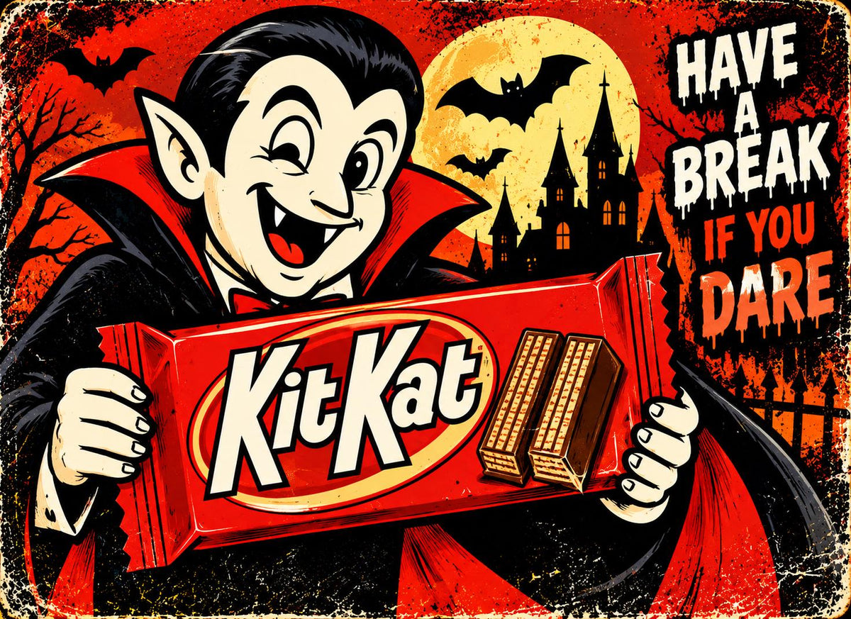 Halloween Candy Magnet Set – Reese’s, Snickers, Kit Kat  M&M’s – 4 Vintage Horror Magnets