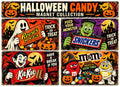 Halloween Candy Magnet Set – Reese’s, Snickers, Kit Kat  M&M’s – 4 Vintage Horror Magnets