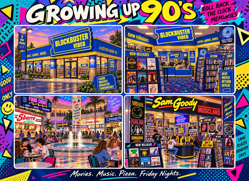 Growing Up in the ’90s Magnet Collection – Roll Back the Clock Nostalgia Memories GameStop Blockbuster Toy R Us – 3" x 2.18" - Choose