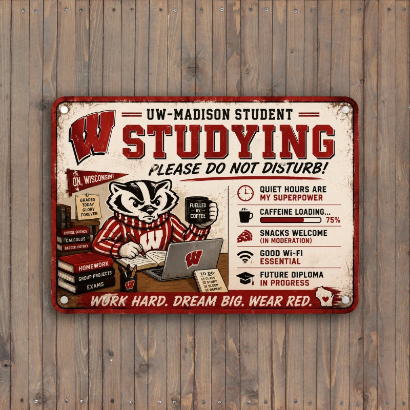 10" x 7" Metal Sign Aluminum UW Wisconsin Dorm Decor Badgers Collection – Choose