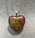 Handmade Hand-Painted Artistic Heart Necklace 18 in Stainless Steel Chain VIDEO