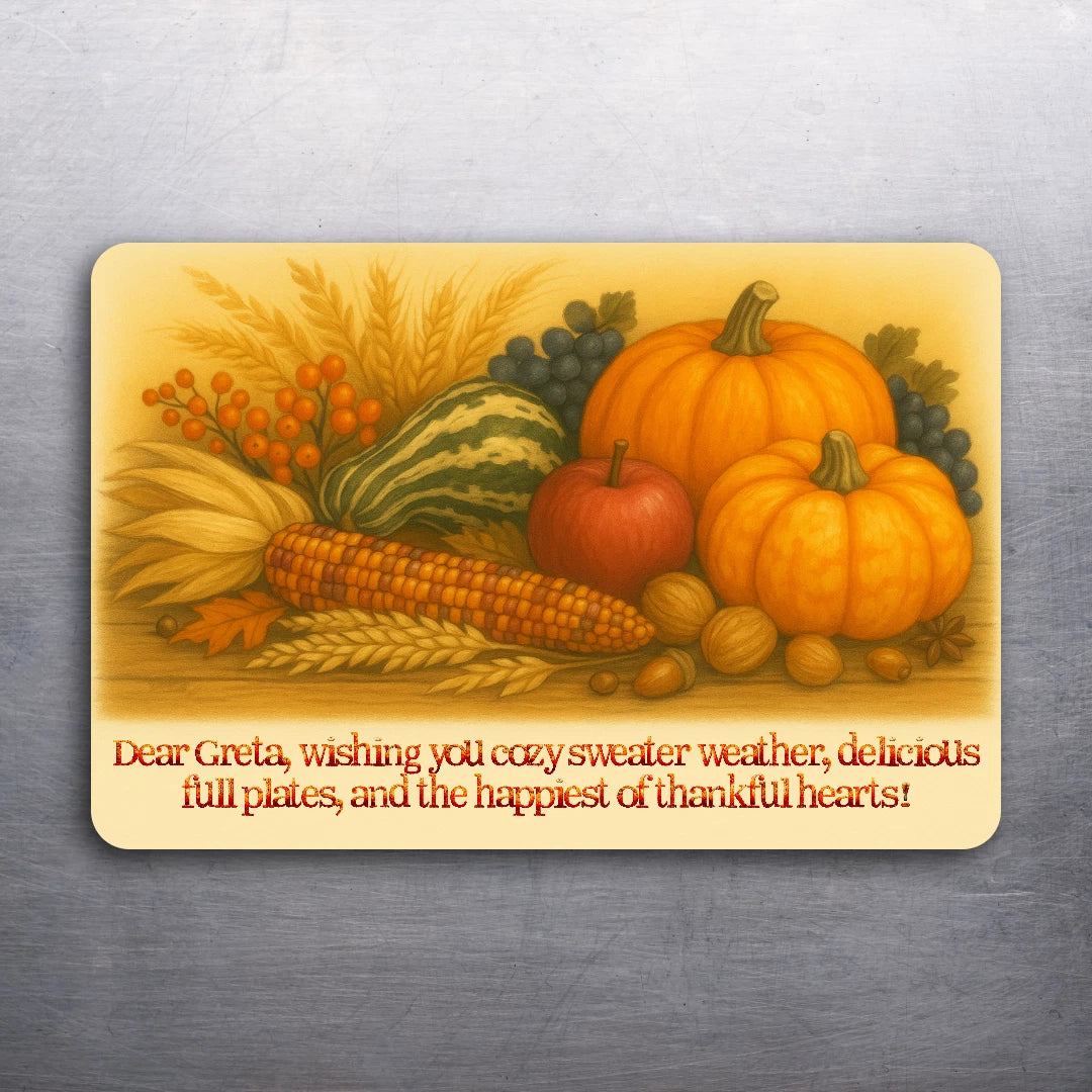 3x2 Thanksgiving Greeting Fridge Refrigerator Magnet Card (Customizable Message)