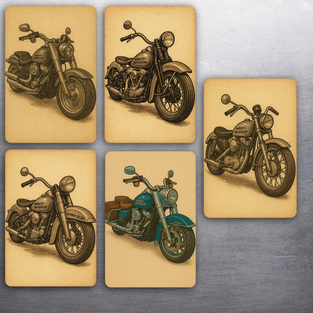 2x3 HARLEY DAVIDSON (Fat Boy, Knucklehead, Sportster, Road King & HG) SET OF 5