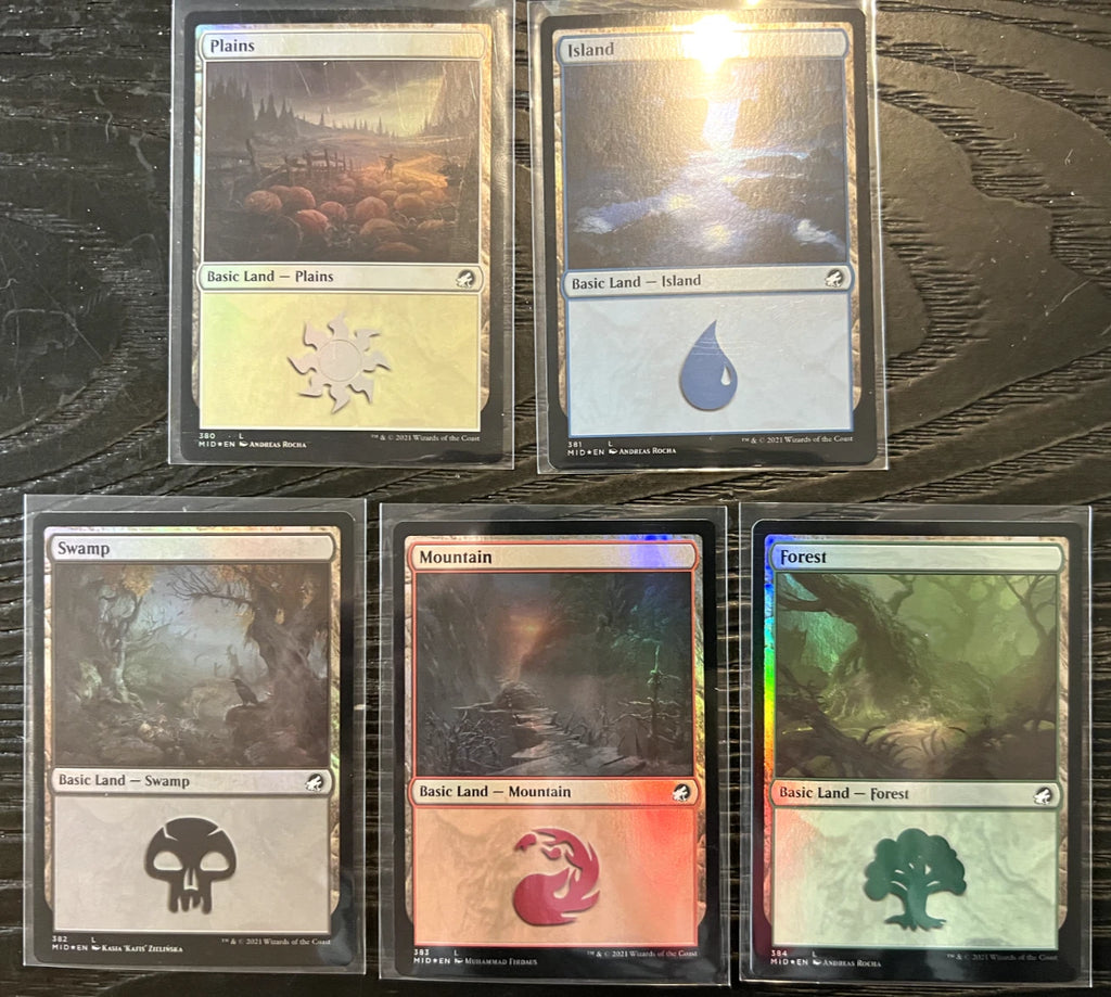 Innistrad: Midnight Hunt Lands FOIL Set (5 unique cards) #'s 280 - 284
