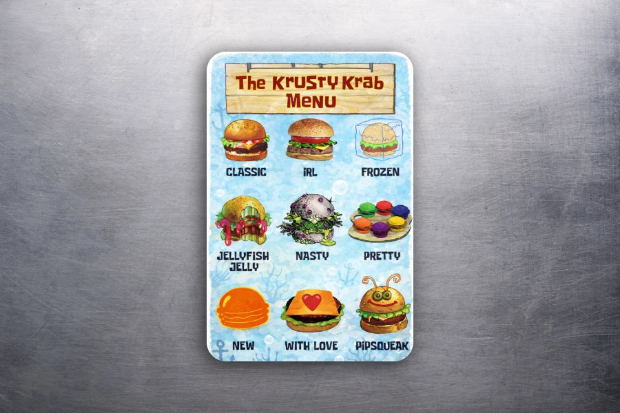 3x 2 Sponge Bob The KRUSTY Krab Krabby Patty Menu Fridge Refrigerator Magnet
