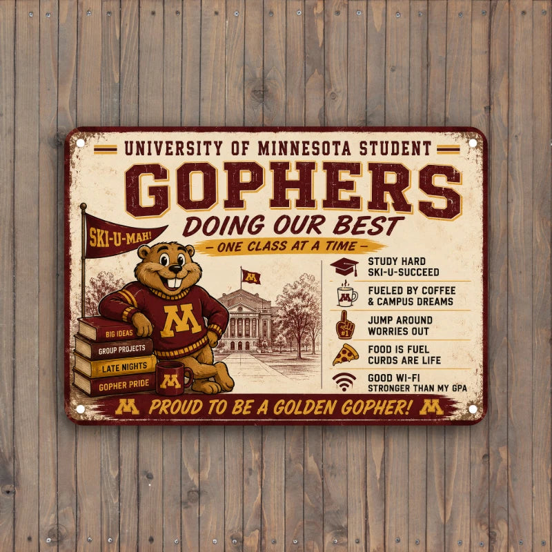 10" x 7" Metal Sign Aluminum UMN Minnesota Dorm Decor Gopher Collection – Choose