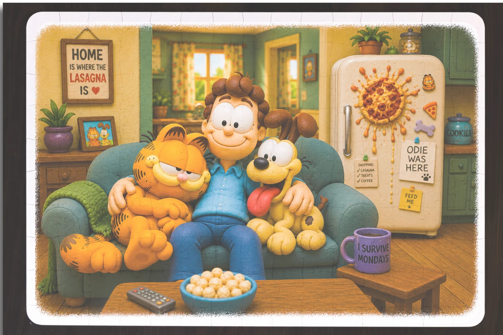 11.4 x 7.75 Inches Garfield the Cat Jon Odie Family - 120-Piece Puzzle Art Gift