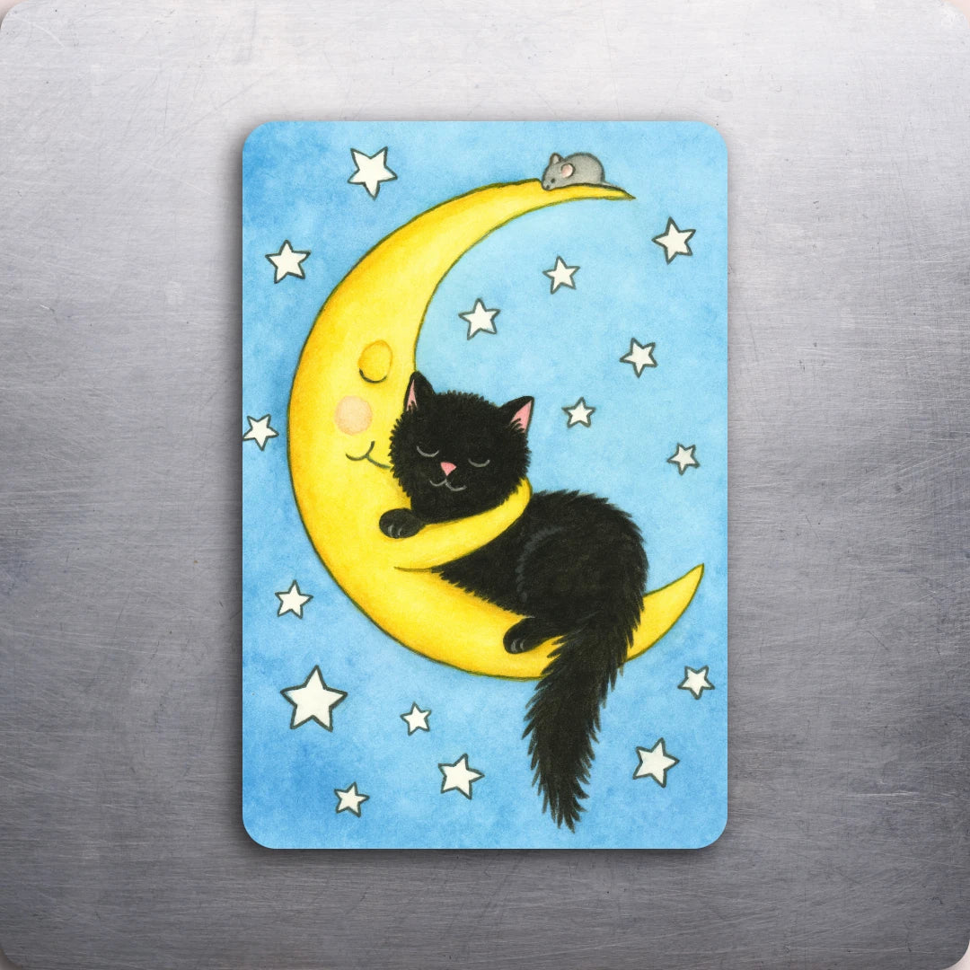 3x 2 Super Cute The Cat and The Moon Fridge Refrigerator Magnet