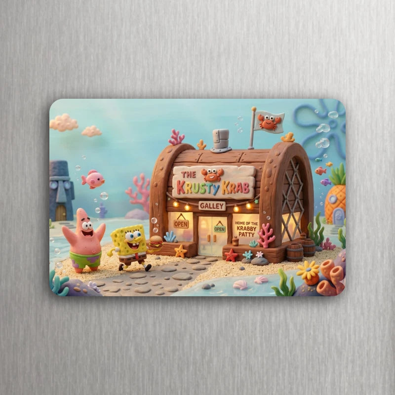3x 2 Sponge Bob The KRUSTY Krab Fridge 3D Refrigerator Magnet