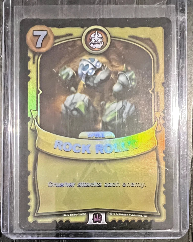 Rock Roll'D GOLD FOIL Battlecast Skylanders CCG Card (Epic - Purple)