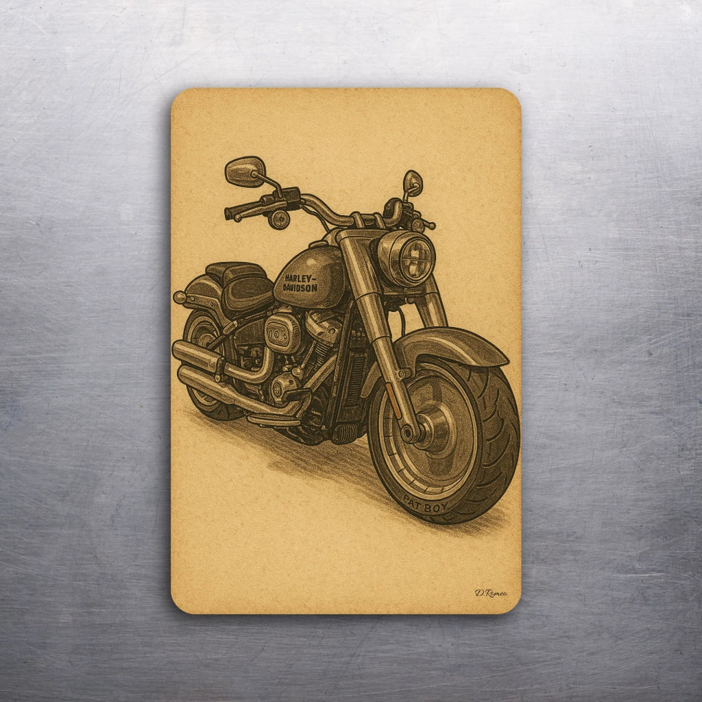 3 x 2 HARLEY DAVIDSON (Fat Boy, Knucklehead, Sportster) D.Romeo Magnet - Choose