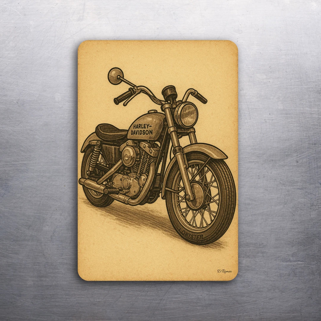 3 x 2 HARLEY DAVIDSON (Fat Boy, Knucklehead, Sportster) D.Romeo Magnet - Choose