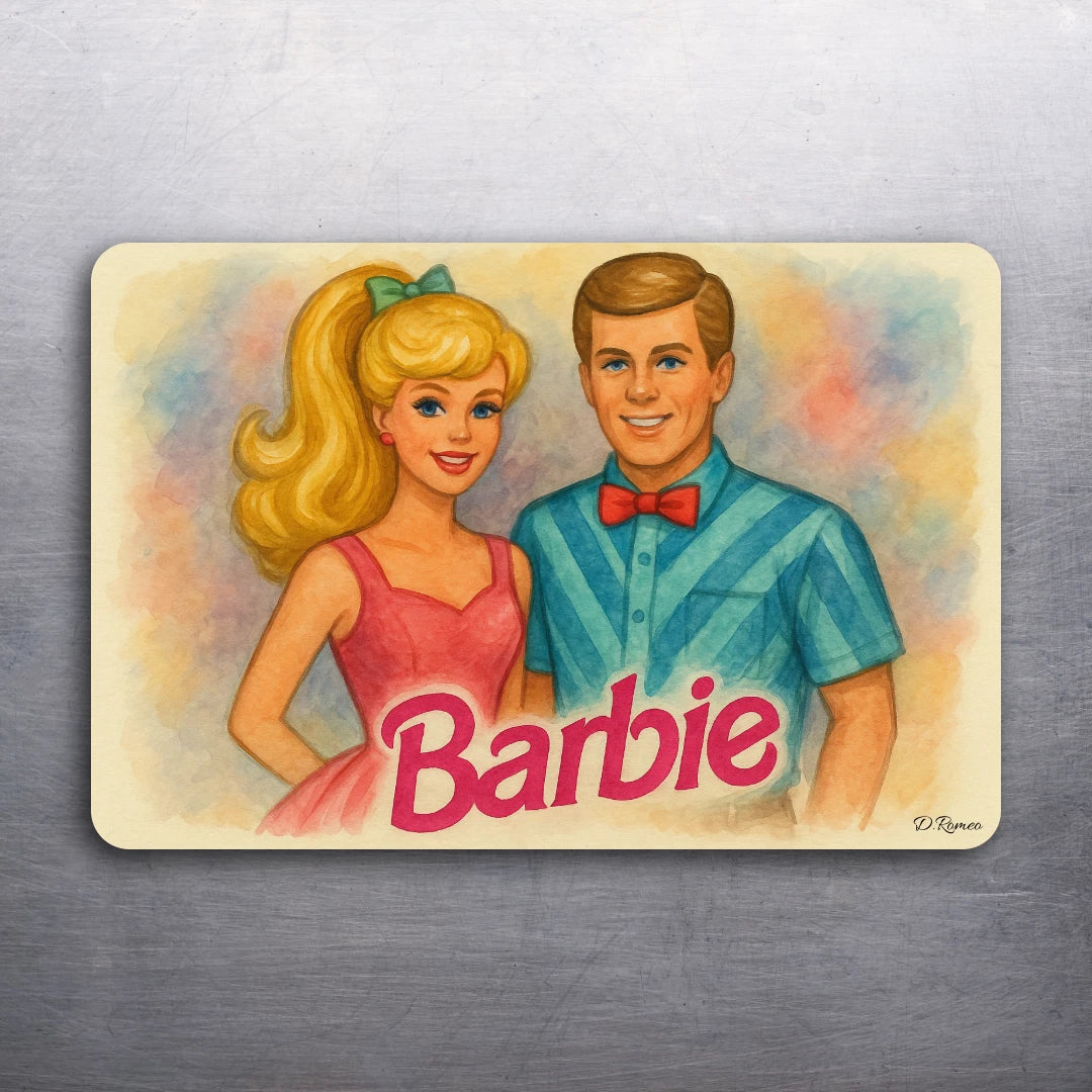 3x 2 Vintage Style Ken & Barbie Art Fridge Refrigerator Magnet (D.Romeo)