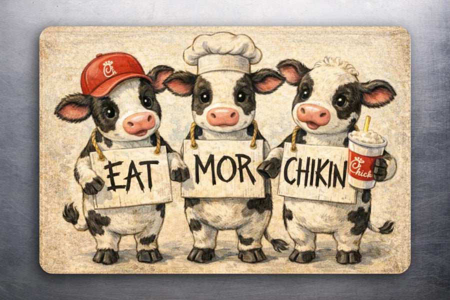 3x 2 Eat Mor Chikin Style Chick-fil-A FASTFOOD Art Fridge Refrigerator Magnet
