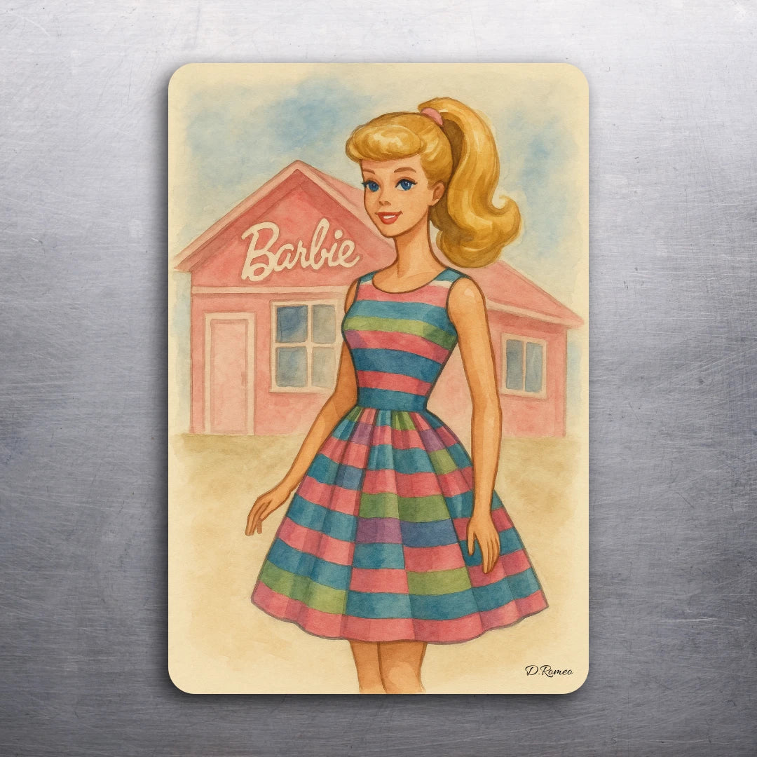 3x 2 Vintage Style Barbie Pink Art Fridge Refrigerator Magnet (D.Romeo)