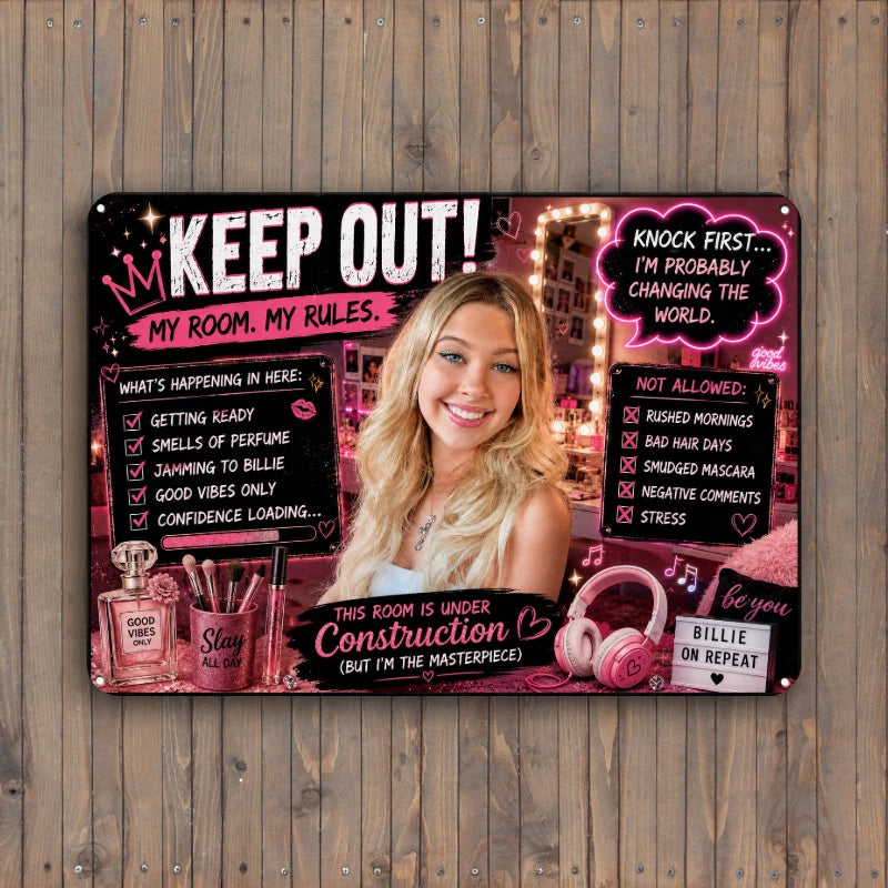 10" x 7" Metal Sign Aluminum - Choose Boy or Girl Personalized Keep Out My Room
