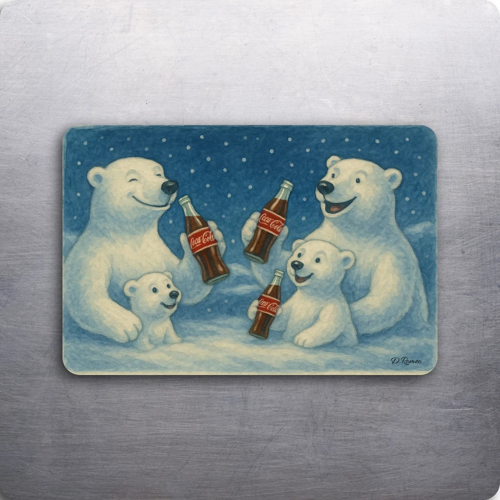 3 x 2 Vintage Coca Cola Polar Bears Art D.Romeo Kitchen Magnet Magnets - Choose