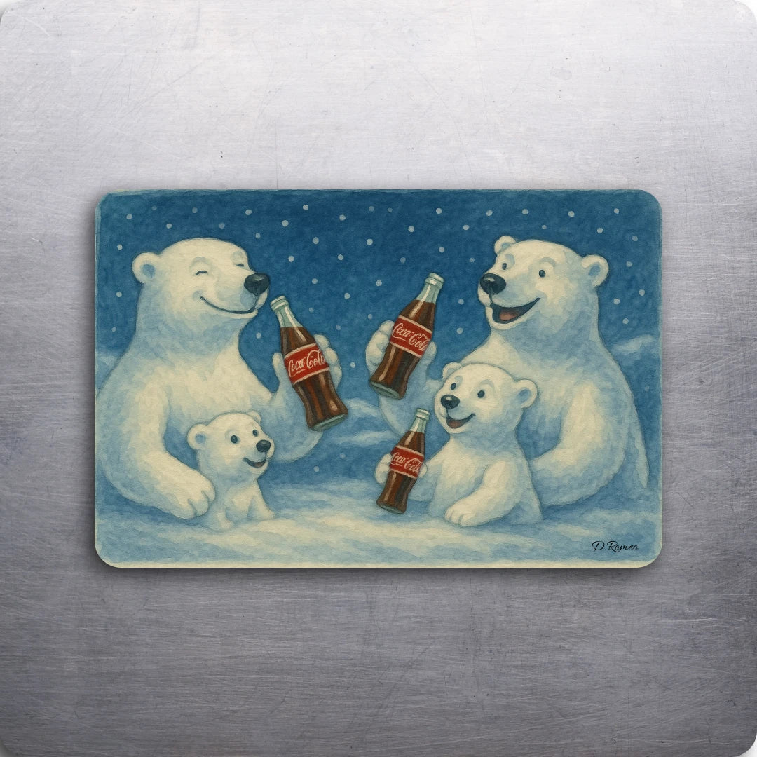 3 x 2 Vintage Coca Cola Polar Bears Art D.Romeo Kitchen Magnet Magnets - Choose