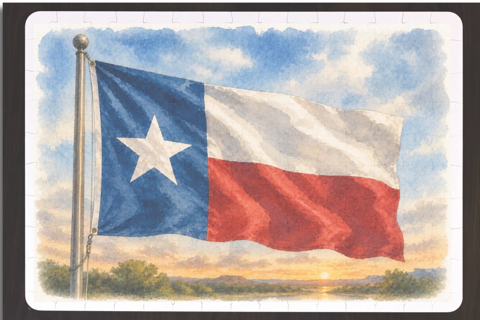 11.4 x 7.75 Inches Texas State Flag Lone Star 120 Pieces | Watercolor Puzzle