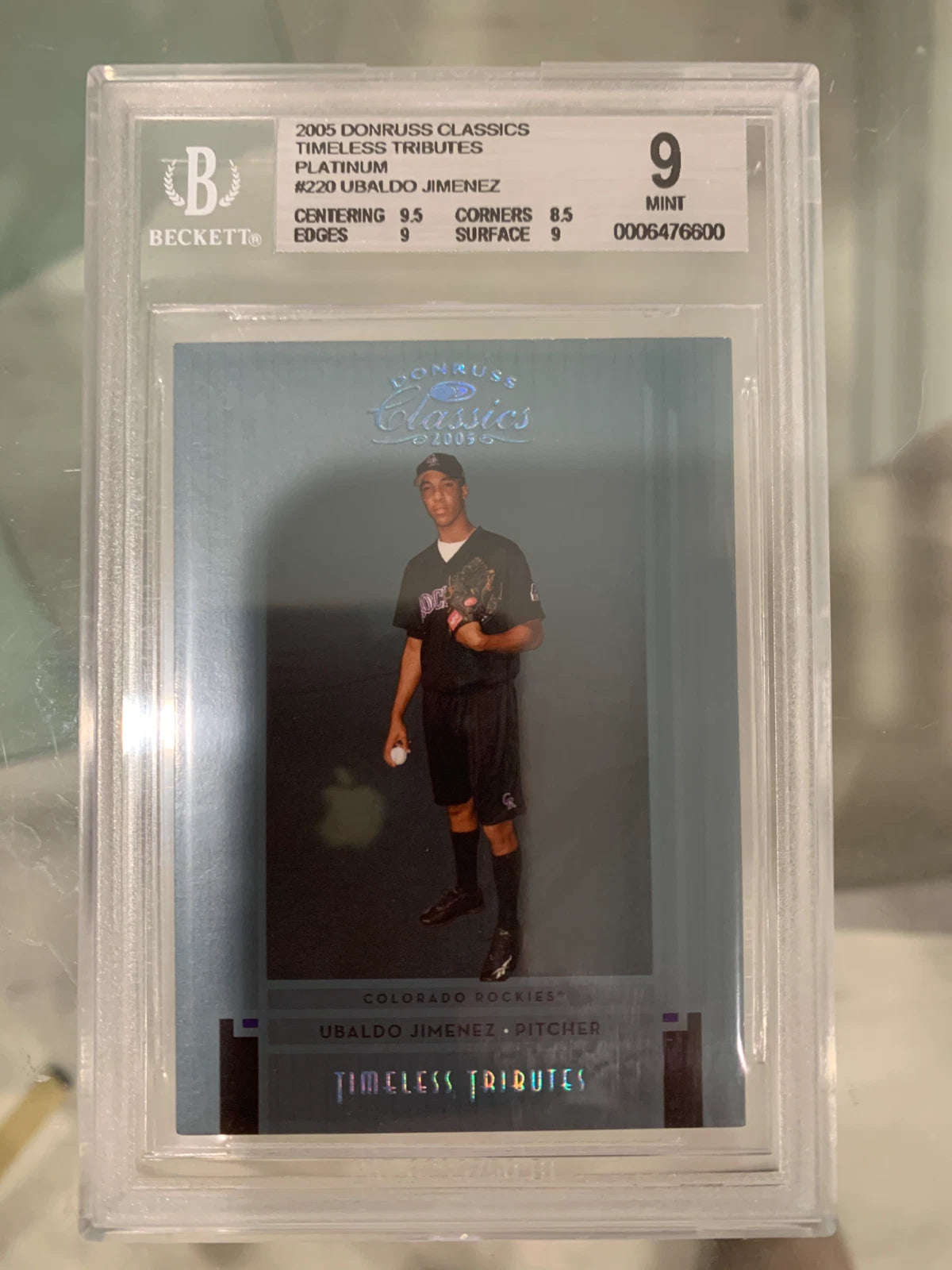 BGS 9 2005 Donruss Classics Timeless Tributes Platinum Ubaldo Jiminez RC #'d 1/1