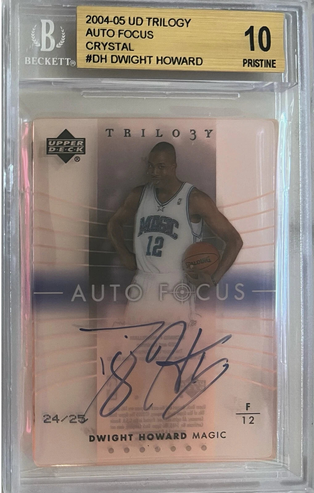2004-05 UD Glass Auto Focus Crystal #'d/25 RC 1/1 BGS 10 Dwight Howard RC 10 AU
