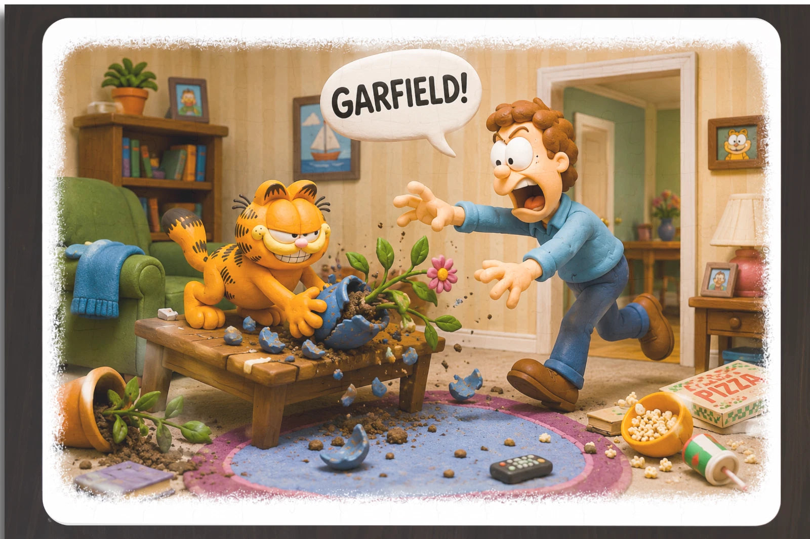 11.4 x 7.75 Inches Garfield the Cat Jon Kitty Mess - 120-Piece Puzzle Art Gift