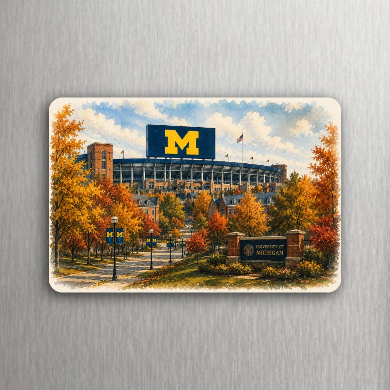 3x2 U-M University of Michigan Autumn STADIUM CAMPUS Fridge Refrigerator Magnet