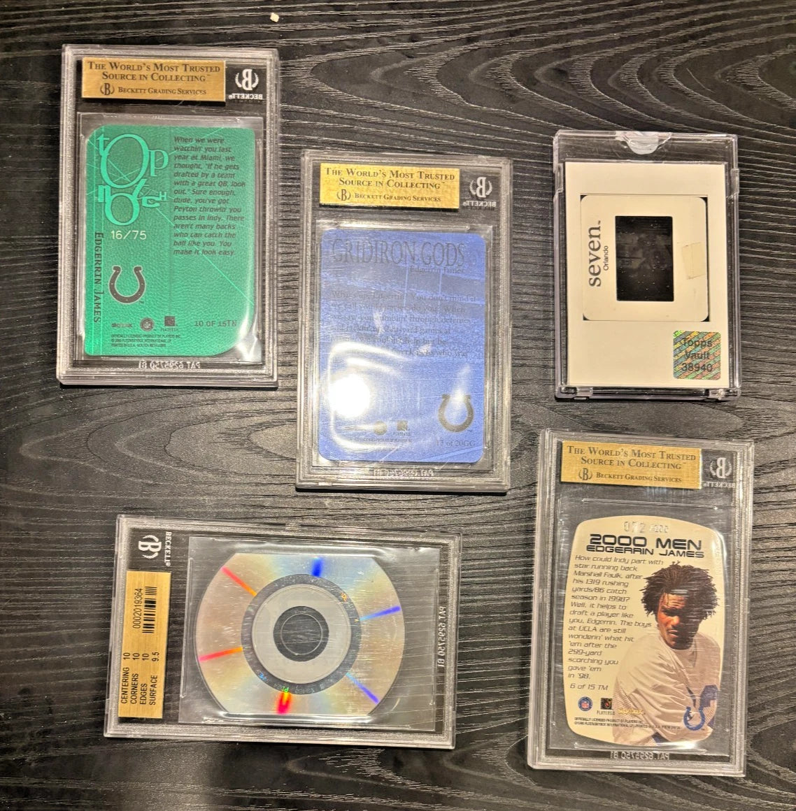 1/1 BGS 10 1999 Edgerrin James HOF Molten Metal Topps Upper Deck RC Collection