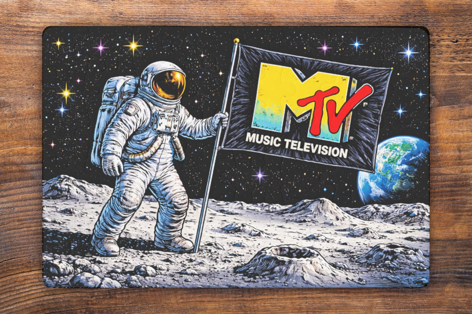 7.5 x 5.1 Inches MTV Man on the Moon Moonman Person – 48-Piece Mini Art Puzzle