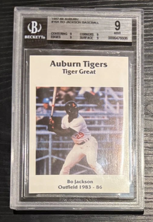 Bo Jackson 1987 Auburn Tigers Tiger Great Baseball BGS 9 (mint quad)