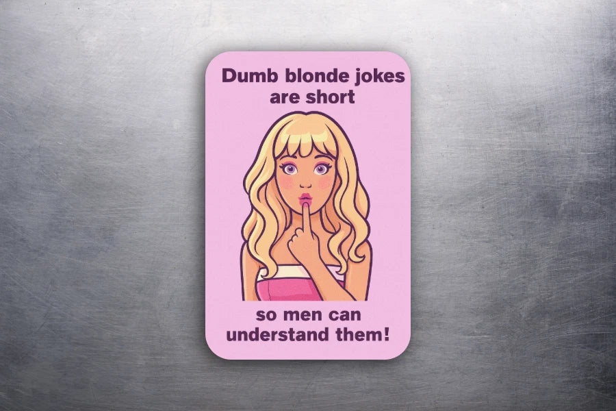 3x2 FUNNY Dumb Blonde Jokes Pink Violet Locker Fridge Refrigerator Magnet