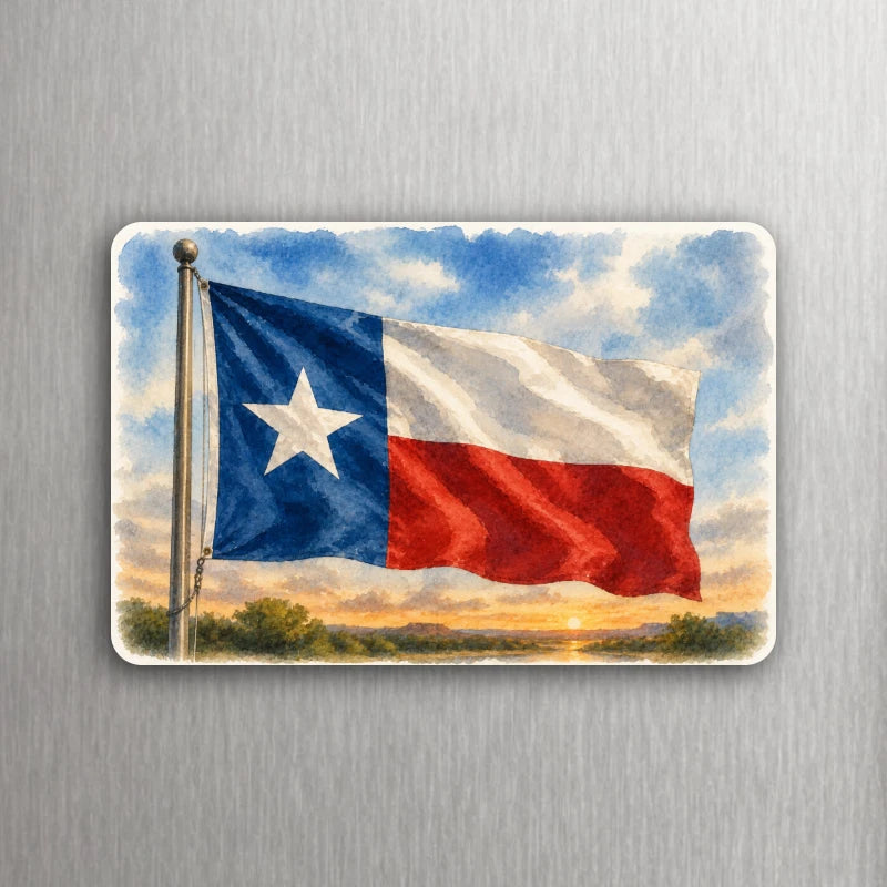 3x2 Texas State Lone Star Flag Watercolor Fridge Refrigerator Magnet