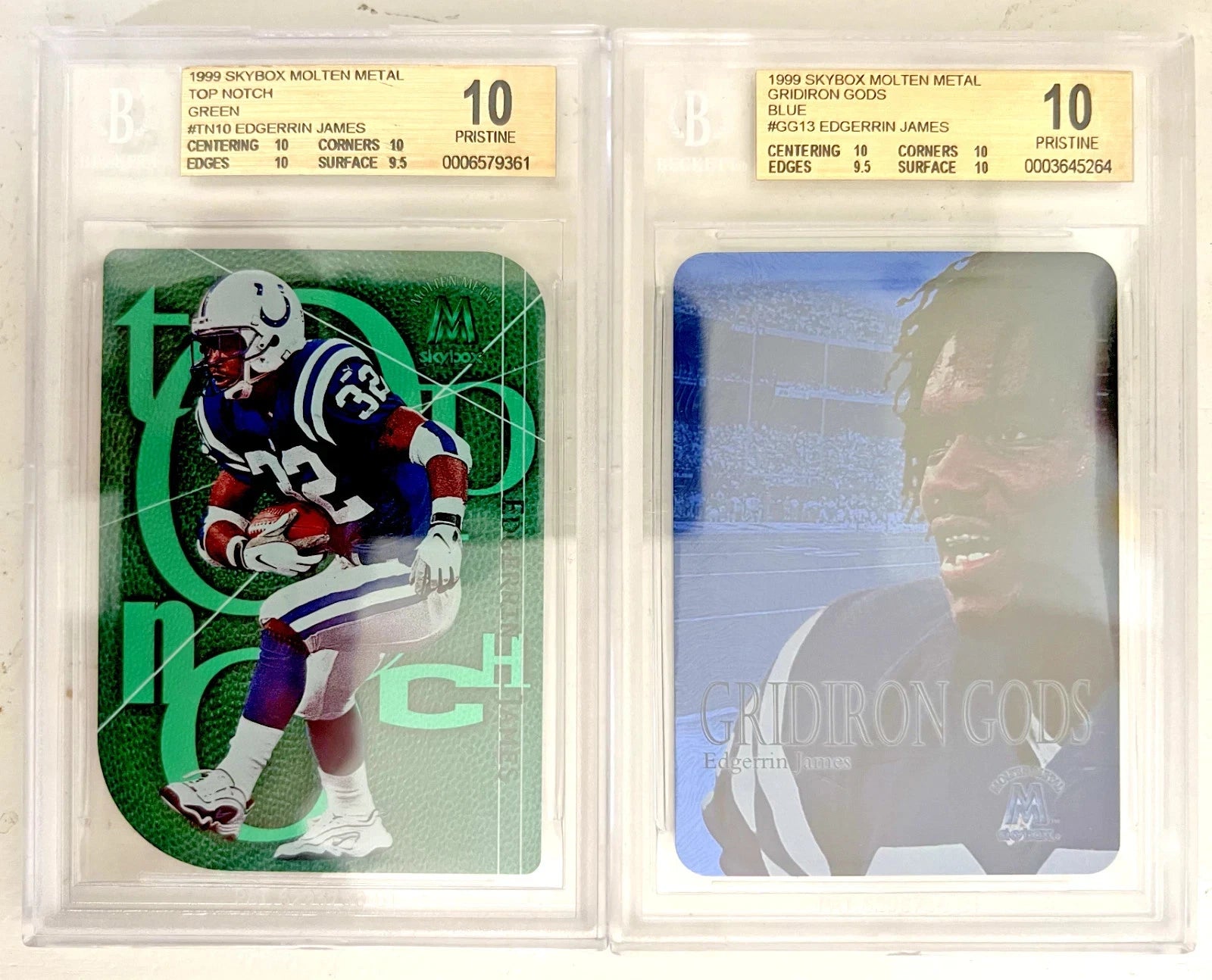 1/1 BGS 10 1999 Edgerrin James HOF Molten Metal Topps Upper Deck RC Collection