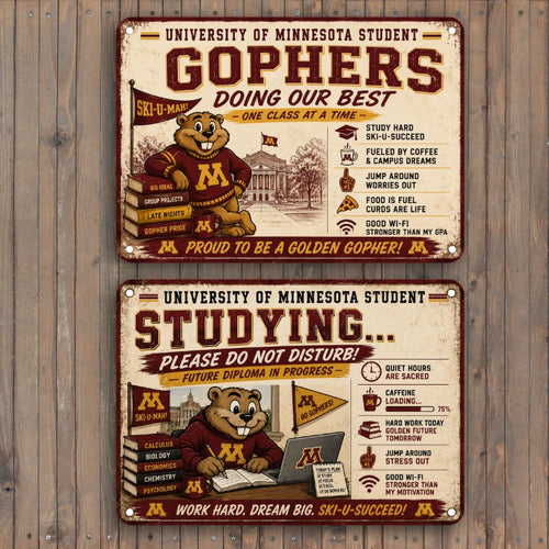 10" x 7" Metal Sign Aluminum UMN Minnesota Dorm Decor Gopher Collection – Choose