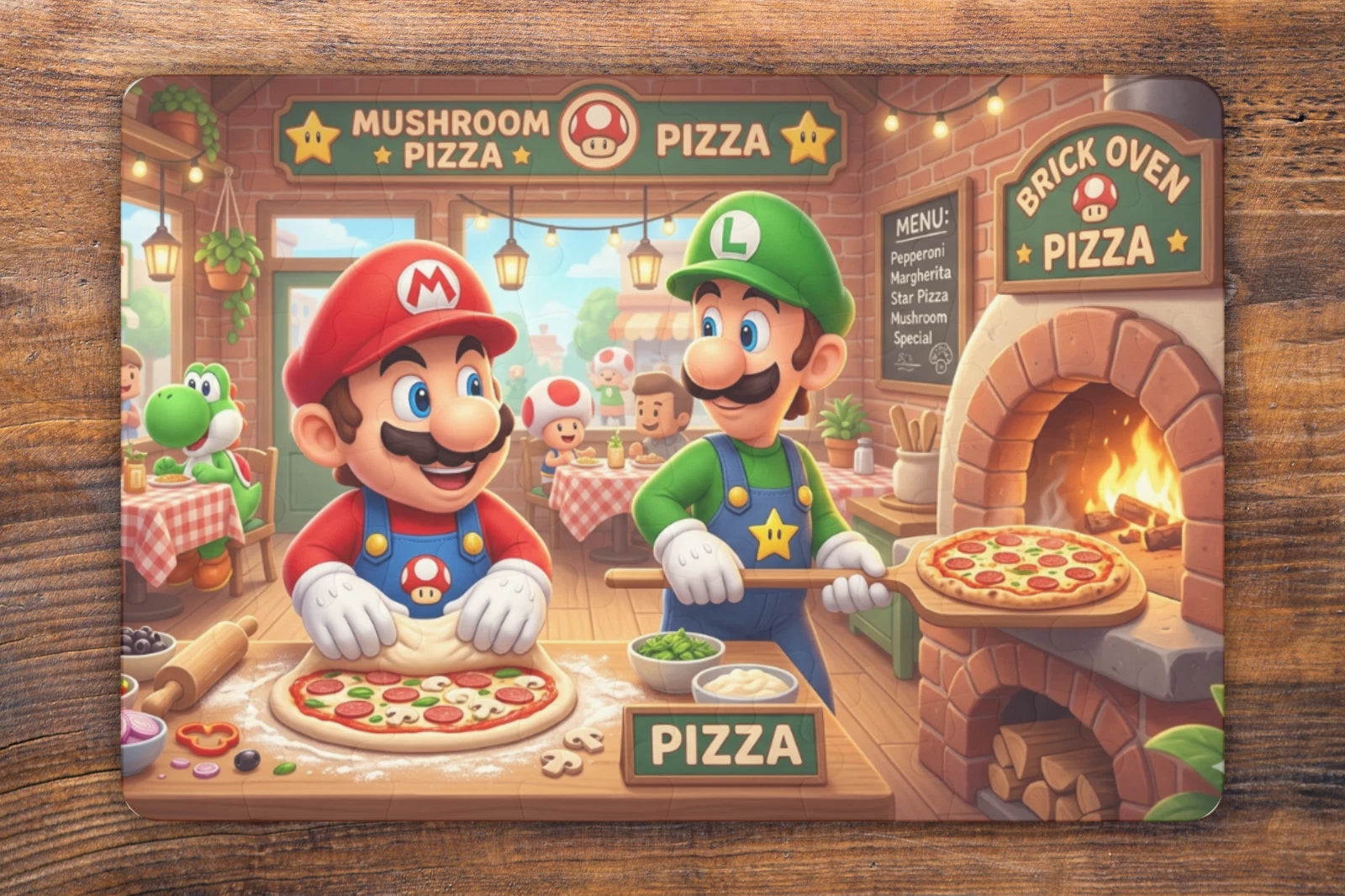 7.5 x 5.1 Nintendo Mario & Luigi Pizza Parlor - 48-Piece Mini Art Puzzle Gift