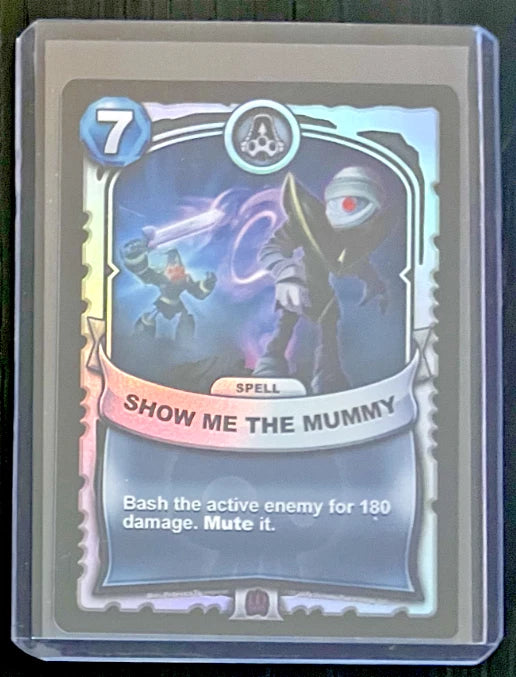 Show Me The Mummy SILVER FOIL Battlecast Skylanders CCG Card (Epic - Purple)