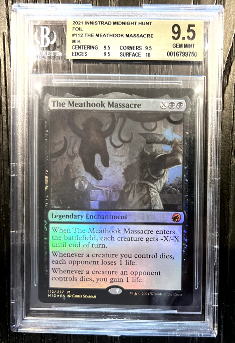 1/1 BGS 9.5 MTG The Meathook Massacre Innistrad Hunt #112 FOIL Quad+ 10 surface