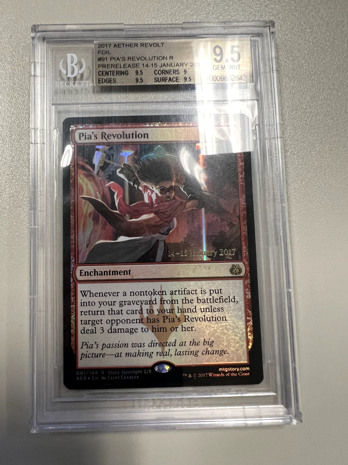 1/1 BGS 9.5 2017 Pia's Revolution Prerelease Foil Aether Revolt #91