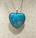 Handmade Hand-Painted Artistic Heart Necklace 18 in Stainless Steel Chain VIDEO