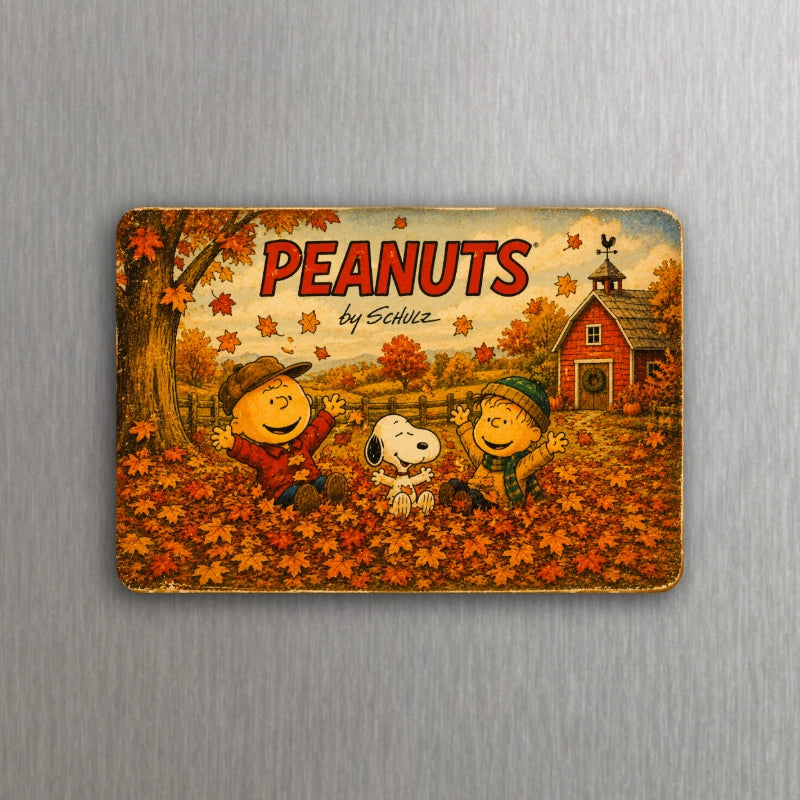 Seasonal Peanuts Magnet | Winter Spring Summer Fall 3 x 2 Fridge Magnet Vintage